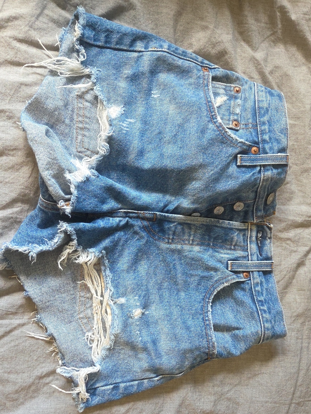 Levi's Light Blue Distressed Denim Jean Shorts